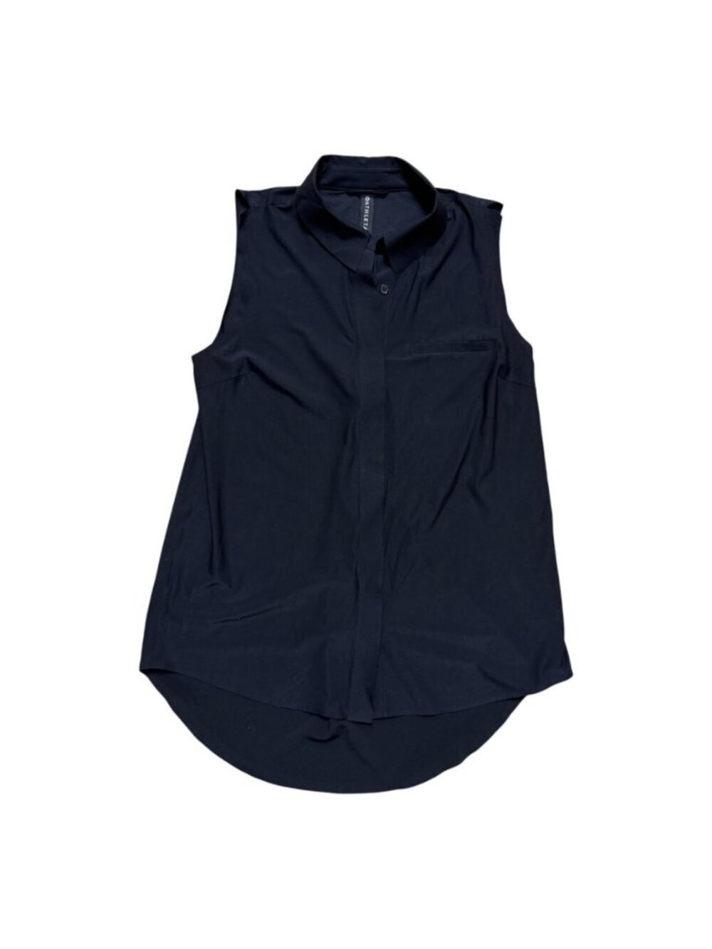 Athleta Sleeveless Button Front Tank Top Womens Small Black Stretch